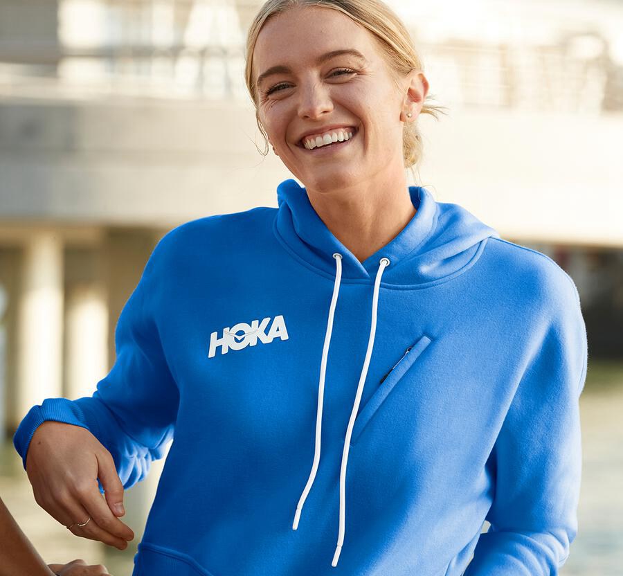 Sweat À Capuche Hoka One One Performance Femme - Bleu - FYS-531820